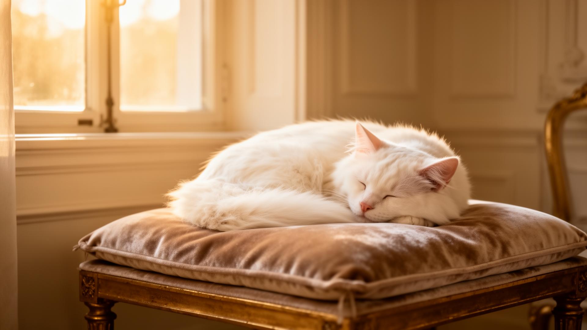 Gato blanco descansando con dignidad